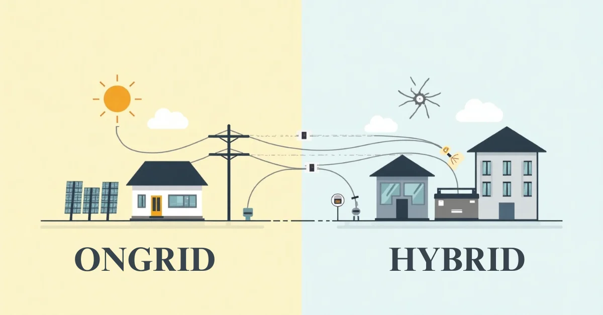 Ongrid And Hybrid Solar System Comparison