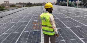 close up of jinko 710w solar panels in 500kw configuration